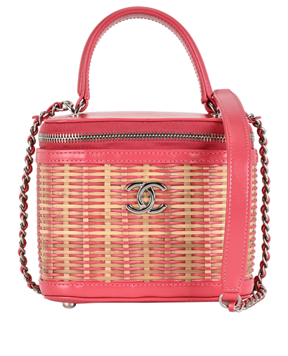 Take Away Vanity Case, &pound;2,800, Handbags, Beige/Pink, Leather/Raffia, Front view